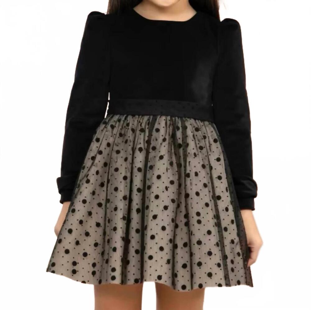 NEW ABEL & LULA flocked tulle dress in black